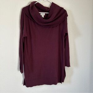 Caslon Cowl Neck Tunic Drop Shoulder Sweater Women’s Petite Small Plum Fall Boho